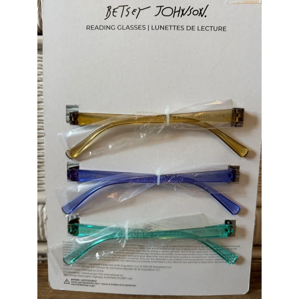 Betsey Johnson 3 Pack Reading Glasses +2.00 Cat Eye Tortoise Ombre Multicolor